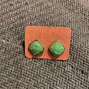 Green druzy studs